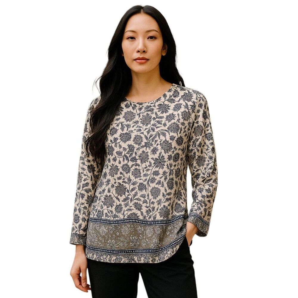 J.Jill Supima Crew Neck Floral Tunic SM